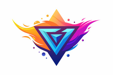 Fototapete - logo featuring a dissolving geometric shape with a vibrant color transition, conveying innovation.