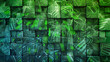 green abstract background with squares