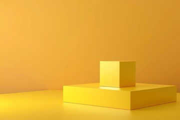 Poster - Minimalist Yellow Podium for Product Display