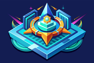 Aufkleber - A futuristic 3D icon symbolizing progress and innovation