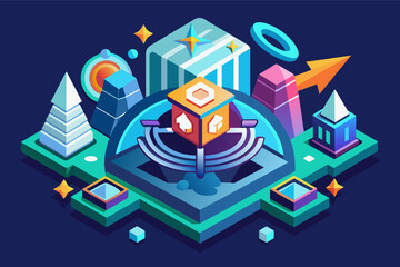 Aufkleber - A futuristic 3D icon symbolizing progress and innovation