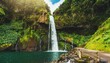 the waterfall salto do cabrito in the sao miguel island azores portugal