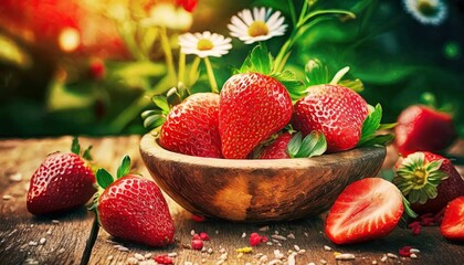 Wall Mural - delicious and sweet strawberry on the table