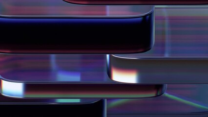 Poster - Abstract animation, 3d render of rotating glass blocks, 4k seamless looped video