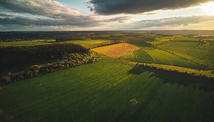 Sticker - aerial view over green fields in germany