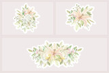 Fototapeta Tulipany - spring summer floral bouquets and stickers illustration