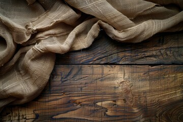 Poster - A piece of wood with a brown cloth draped over it