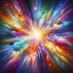 Wall Mural - Vibrant Watercolor Background with Radiant Rainbow Colors