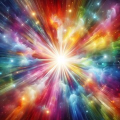 Wall Mural - Vibrant Watercolor Background with Radiant Rainbow Colors