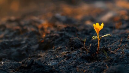 Canvas Print - New life emerging from the earth at sunrise