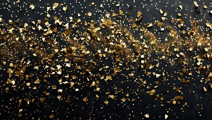 Poster - Golden confetti explosion on a dark background