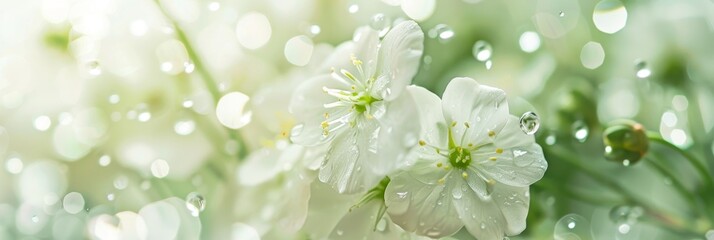 Sticker - Fresh white blossoms with morning dew