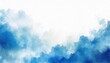 blue watercolor border on white background gradient texture and color in cloudy sky or foggy haze design clouds or smoke painting