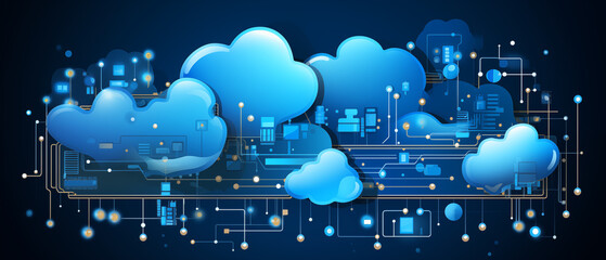 Blue Cloud Computing Circuitry Background Image