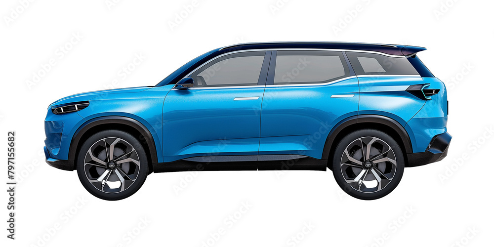 blue SUV car isolated on a transparent or a white background, cut out ...