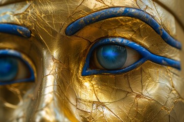 Wall Mural - Close-up of a golden mask with intricate designs