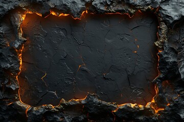 Poster - Molten lava cracks on dark surface