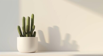 Sticker - Potted cactus on a sunny windowsill