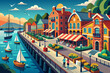 © SaroStock - A picturesque waterfront promenade lined with historic warehouses and cobblestone streets, a vibrant hub ctivity and commerce