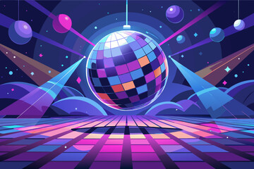 Aufkleber - A mirror ball reflecting dazzling lights, transforming a dance floor into a shimmering wonderland