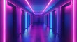 © BISMILAH - Background 3D render of futuristic tunnel corridor with purple neon light