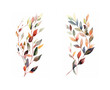 Willow branches with bright colorful leaves, on white background, perfect for crafts, greeting cards, home decor and eco-design