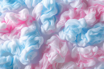 Fluffy and pastel-colored texture of cotton candy, capturing its sugary sweetness and airy quality. Cotton candy textures offer a whimsical and playful backdrop.