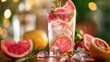 Gin tonic cocktail with fresh tropical fruit served on a bar counter in a pub or restaurant. Ai Generated.