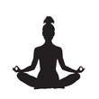© Alexey - Meditation yoga in cartoon, doodle style . Image for t-shirt, web, mobile apps and ui. Isolated 2d vector illustration in logo, icon, sketch style, Eps 10, black and white. AI Generative