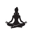 © Alexey - Meditation yoga in cartoon, doodle style . Image for t-shirt, web, mobile apps and ui. Isolated 2d vector illustration in logo, icon, sketch style, Eps 10, black and white. AI Generative