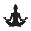 © Alexey - Meditation yoga in cartoon, doodle style . Image for t-shirt, web, mobile apps and ui. Isolated 2d vector illustration in logo, icon, sketch style, Eps 10, black and white. AI Generative