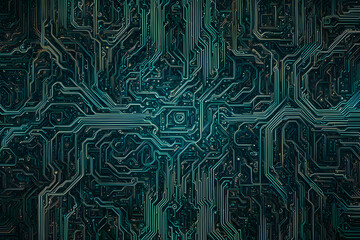 Wall Mural - A computer chip with many lines and a blue background