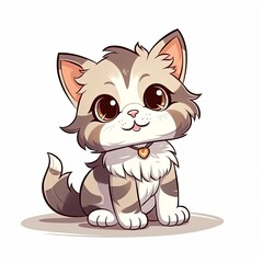 flat illustration of cute pleasant cat