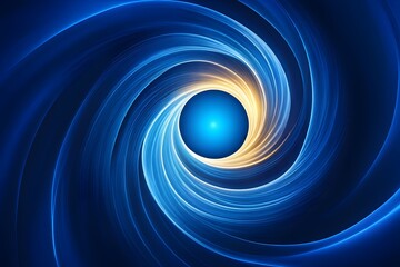 Wall Mural - A blue spiral with a yellow dot in the center