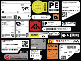Wall Mural - Label pack design. Vector graphic asset for streetwear design. Retro futuristic element in Y2K for apparel, clothing and poster design