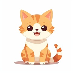 flat illustration of cute pleasant cat