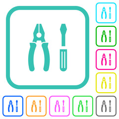 Sticker - Combined pliers and screwdriver vivid colored flat icons