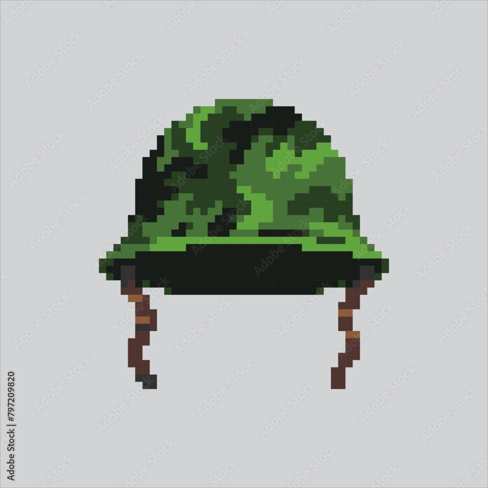 Pixel art illustration Military Helmet. Pixelated Helmet. Military ...