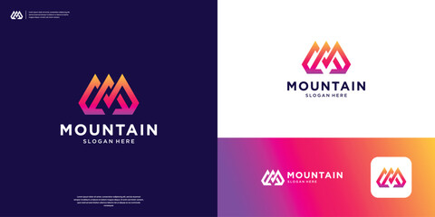 Wall Mural - Modern mountain logo design inspiration.