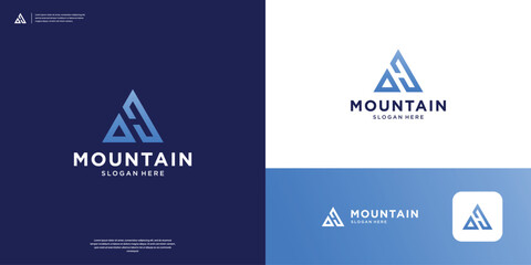 Wall Mural - Peak mountain with letter logo design A H