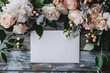 Stylish elegant flat lay feminine floristic greeting invitation post card, copy space mockup.