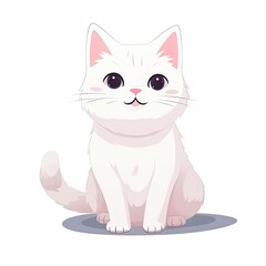 flat illustration of cute pleasant cat, friendly character, white background 