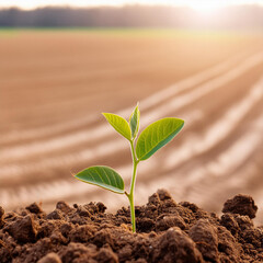 Wall Mural - A sprouting young plant emerging from the soil.