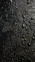 Wall Mural - Raindrops on dark reflective surface