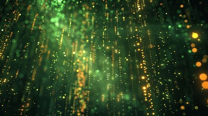 Create digital artworks that showcase a blend of scientific and technological elements, featuring a Matrix-inspired design with binary code and cascading dots.