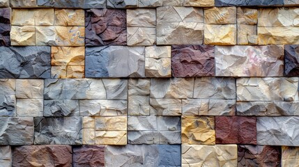 Sticker - High-resolution image showing the detailed texture of a multicolored stone wall