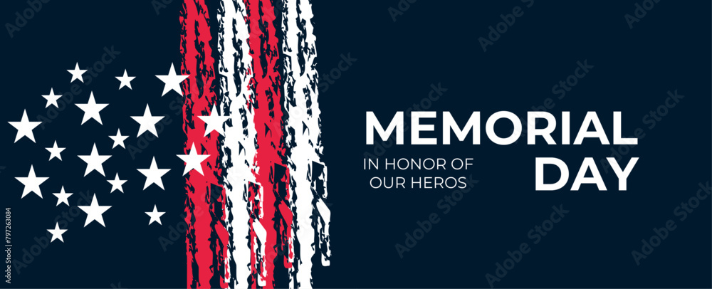 USA Memorial Day greeting card with brush stroke background in United ...