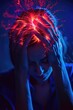 © Ruslan Batiuk - Headache, agony discomfort and migraine with effective treatment, stress relief, lifestyle adjustments for improved health and well-being, solution for symptom relief and comfor pulsating character