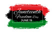 Juneteenth Freedom Day. African-American Independence Day, June 19. Banner poster, flyer and background design. Waving Pan-African Flag Vector illustration.
