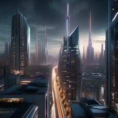 A futuristic city skyline pulsating with light and energy, as if alive with motion and vitality, creating a sense of excitement and dynamism in the viewer4